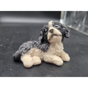 Puppy Statues Sculptures, Border Collie Dog Figurine Resin Puppy Border Tricolor